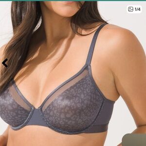 Soma Unlined Perfect Coverage Gray Leopard Underwire Bra Sz 36DDD